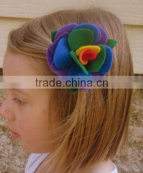 Wholesale fabric girl crafts handmade rose wedding decoration hair accessory die cut felt artificial flower China for headband