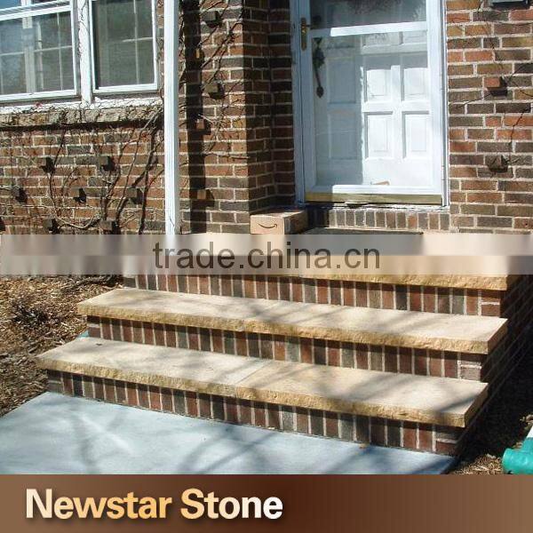 Us standard honed beige color limestone steps limestone staircase