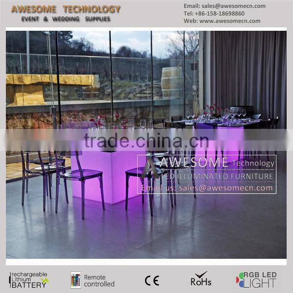LED lighted up plastic restaurant table / banquet table set