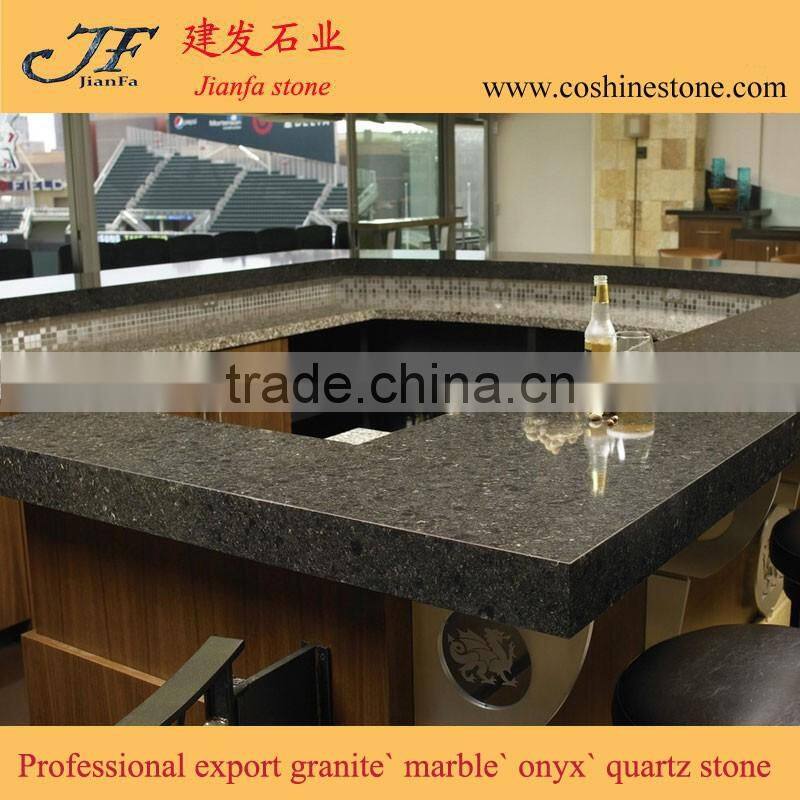 Customize deep colour restaurant surround marble quartz bar tops