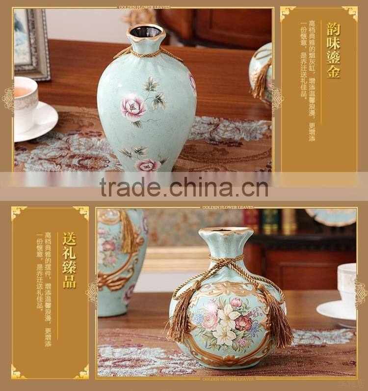 Set of 3 piece home decoration ceramic vase, ceramic plate