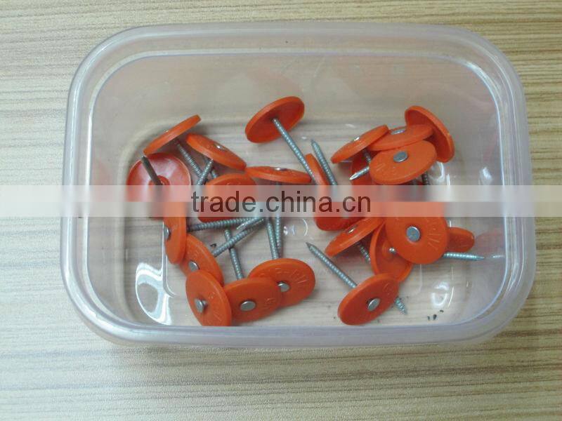 Orange Color Flat Head Plastic Cap Nails with Factory Price