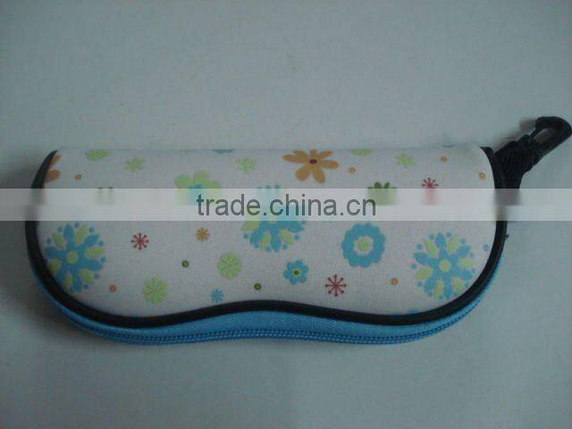 Flower Printed Neoprene Glasses Case/Zipper Gift Pencil Bag