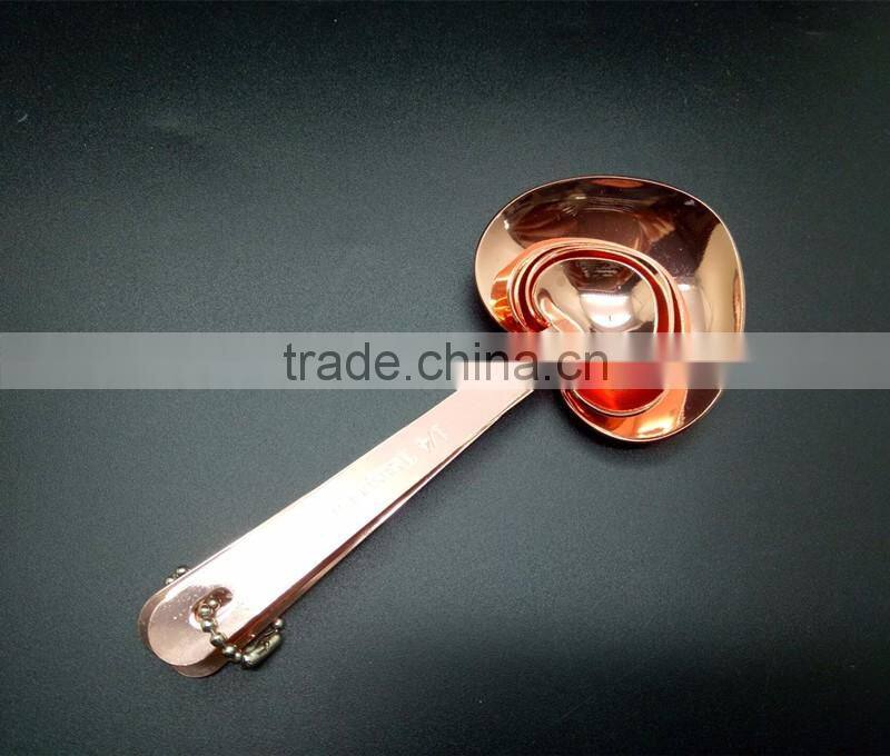 Stainless steel heart shape measuring spoon 1 tablespoon to 1/4 teaspoon -rose gold
