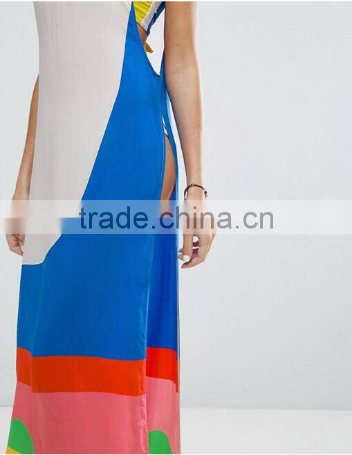 2017 Summer Latest Women Sexy Long Rainbow Beach Cover Up HSm9160