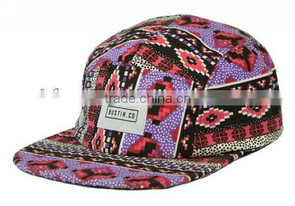Retail adjustable strap woven tag aztecs 5 panel hat