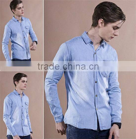 Long sleeve men denim shirt casual man shirts MOQ 5PCS