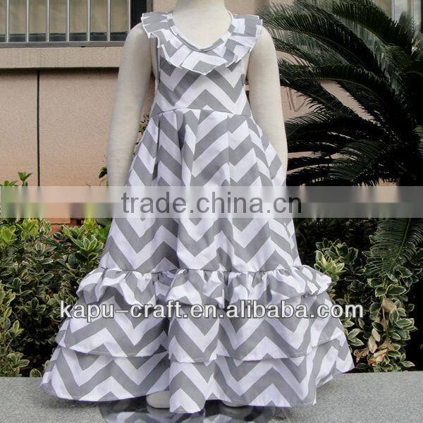 Chevron maxi backless kids dresses