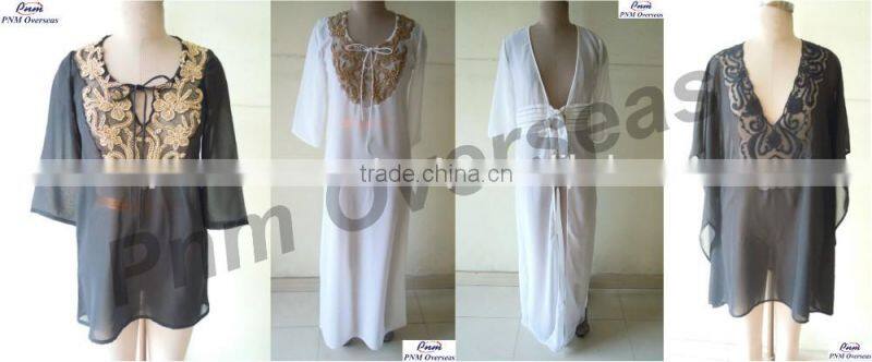Glass Bead and Zircon Embellished Beach Kaftan.