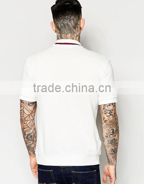 White pique 100% cotton men turtle neck t-shirt custom