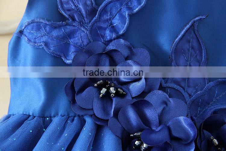 2017 Indian and Pakistan girls without dress toddler Blue Flower girls Performance dresses Turkish shell sequins party dresses