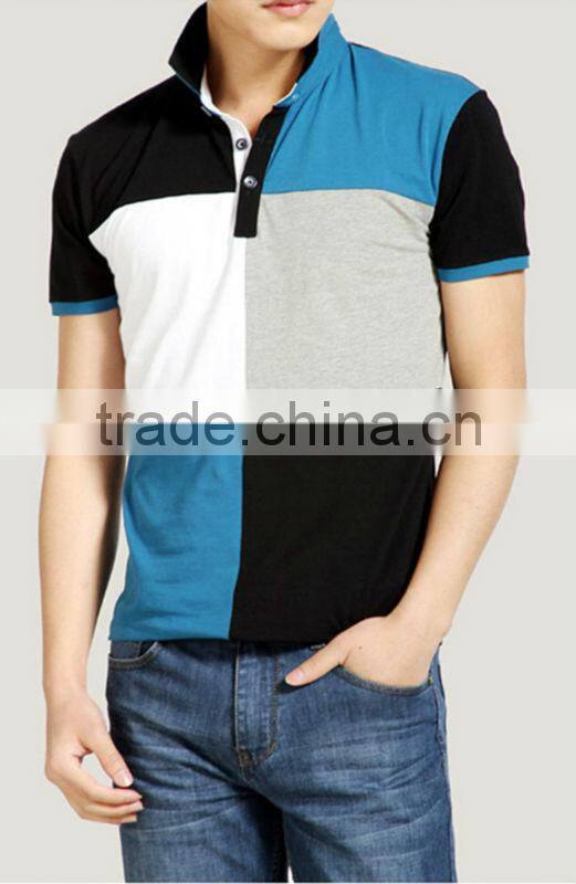 Multi-color stitching polo shirts with Pima cottom