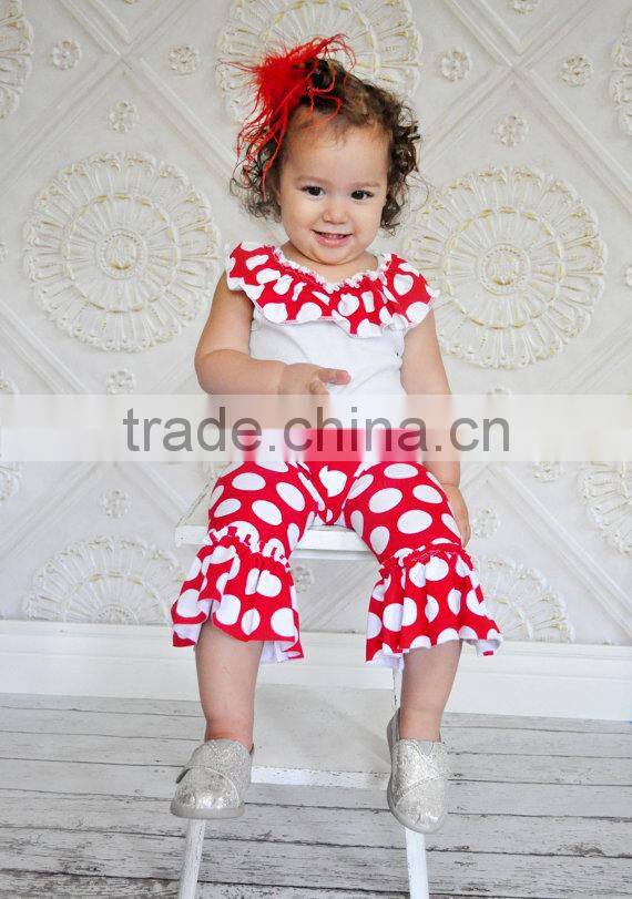 Wholesale Children's Boutique Clothing Christmas Baby Girls Ruffled Christmas Outfits