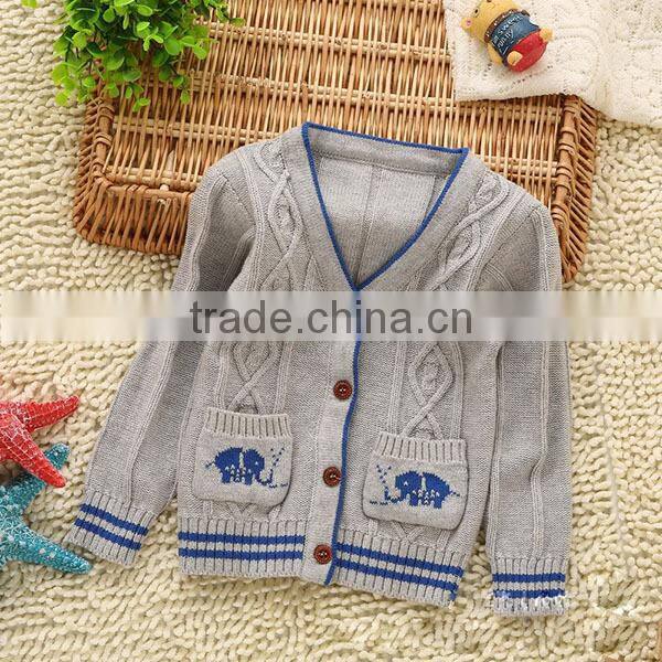 2014 Casual Y neck knitted pattern kid sweater wholesale