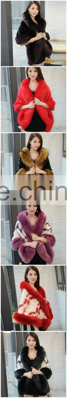 Autumn Winter Faux Fox Fur shawl Warm Long Scarf Collar 2016 Women Faux rabbit Fur Shawl Cap Scarves False Collar wraps outwear
