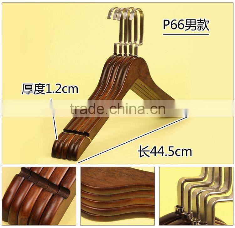 China factory solid wood tie and belt scarf hanger redwood pants hanger black laundry wooden shirts hanger