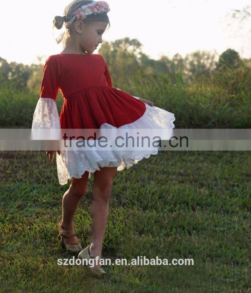 the latest style wholesale girls boutique dresses red lace dress