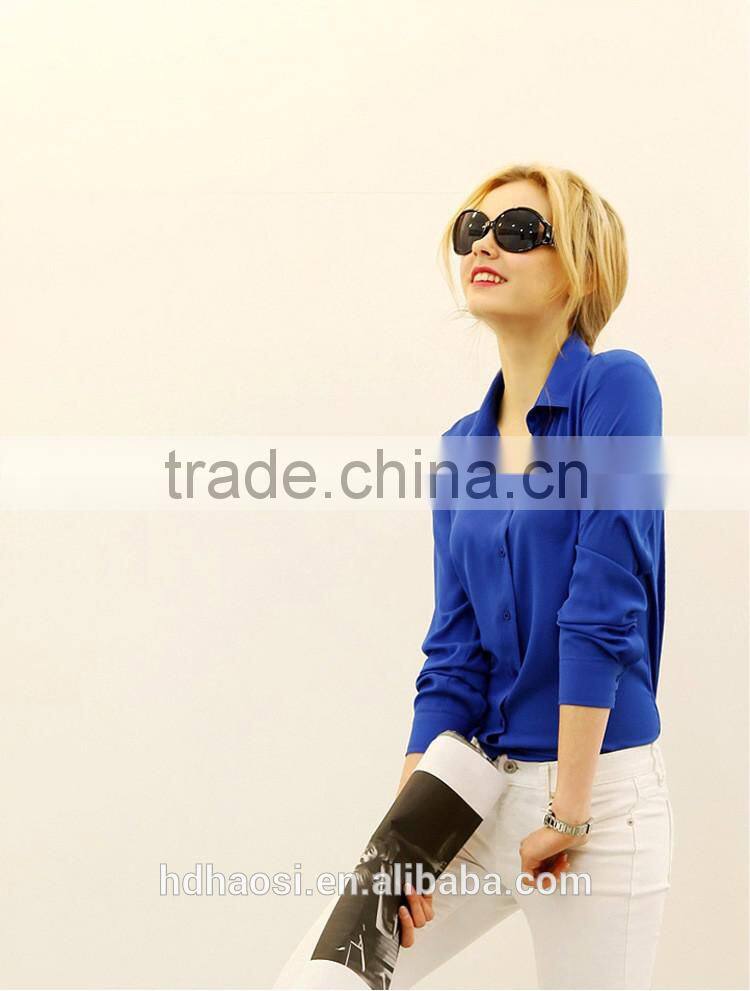 Factory Sale! Long sleeve Chiffon Shirt design for women blouse