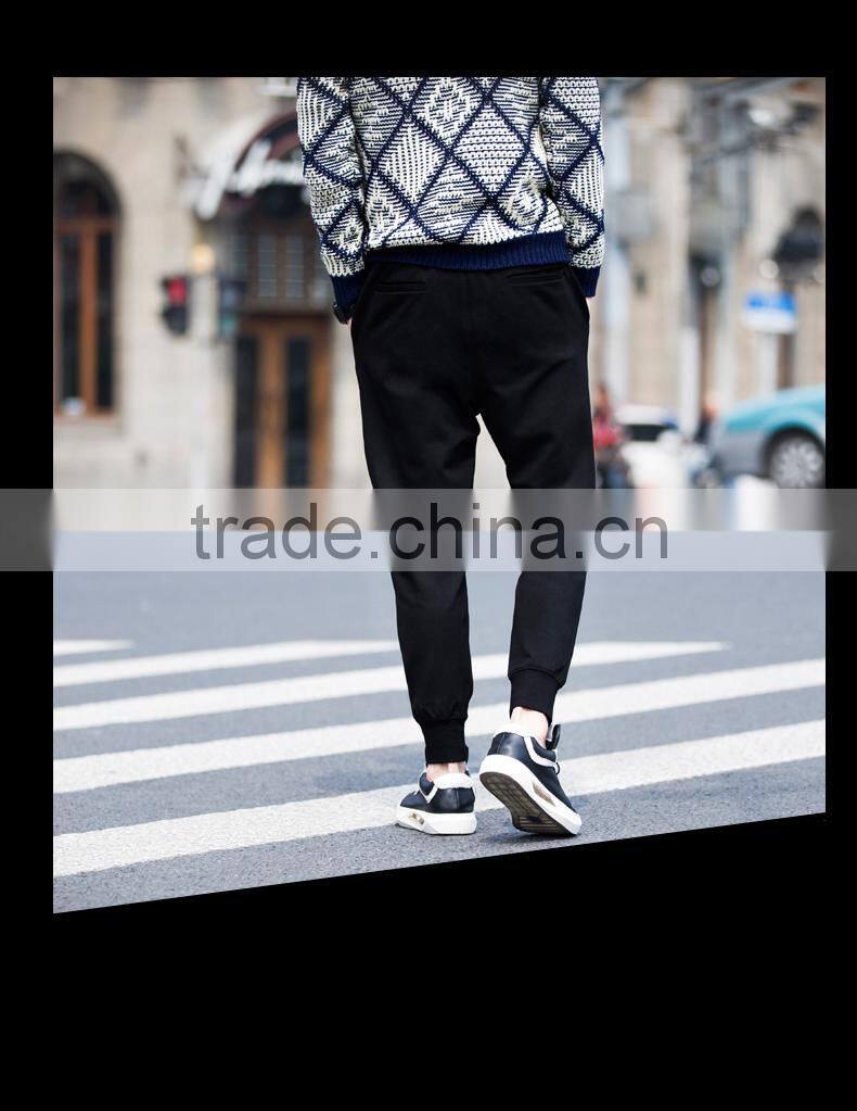 2017 100% cotton swea jogger pants plain printing autumn winter sport pants men