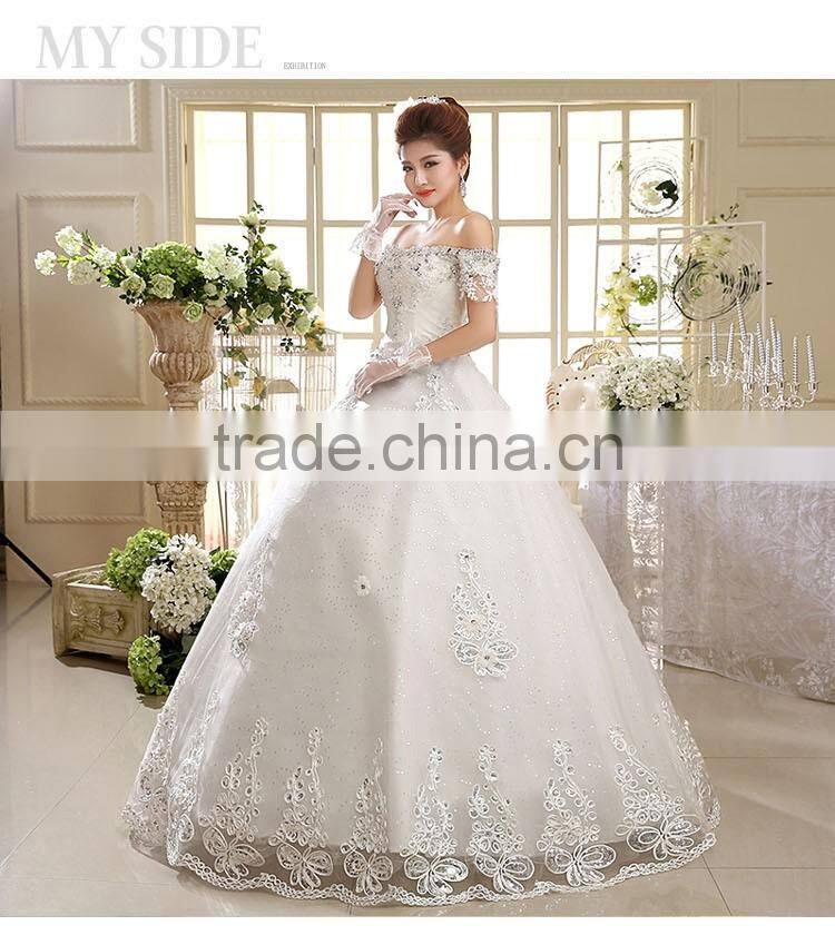 Wholesale korea style beaded lace bridal wedding dress