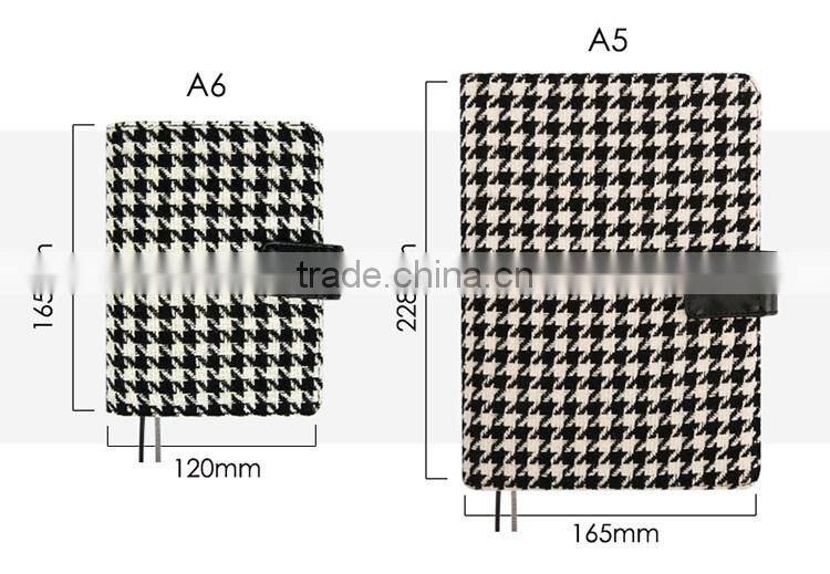 2017 new style A5/A6 cloth cover daily planner/weekly planner with clasp/loose leaf metal clip