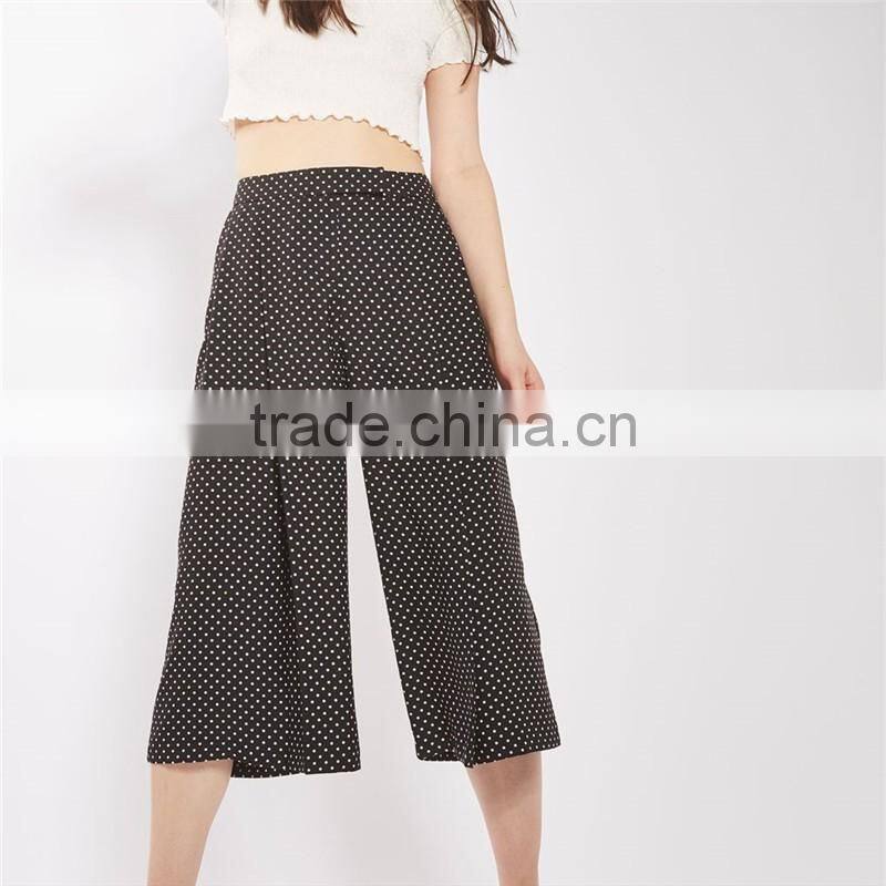 New Arrival Womens High Rise Polka Dot Wide Leg Cropped Slacks