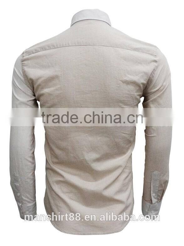 Latest shirt designs fashional Linen&Cotton special contrast slim fit shirts for men