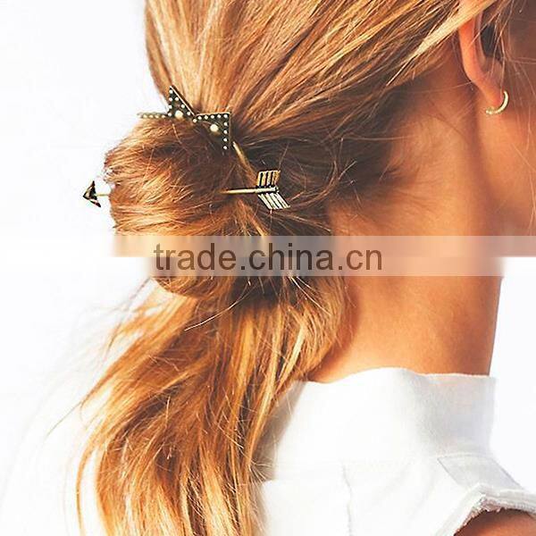 Zinc Based Alloy Antique Bronze Circle Ring Triangle Arrow Wedding Hairpins