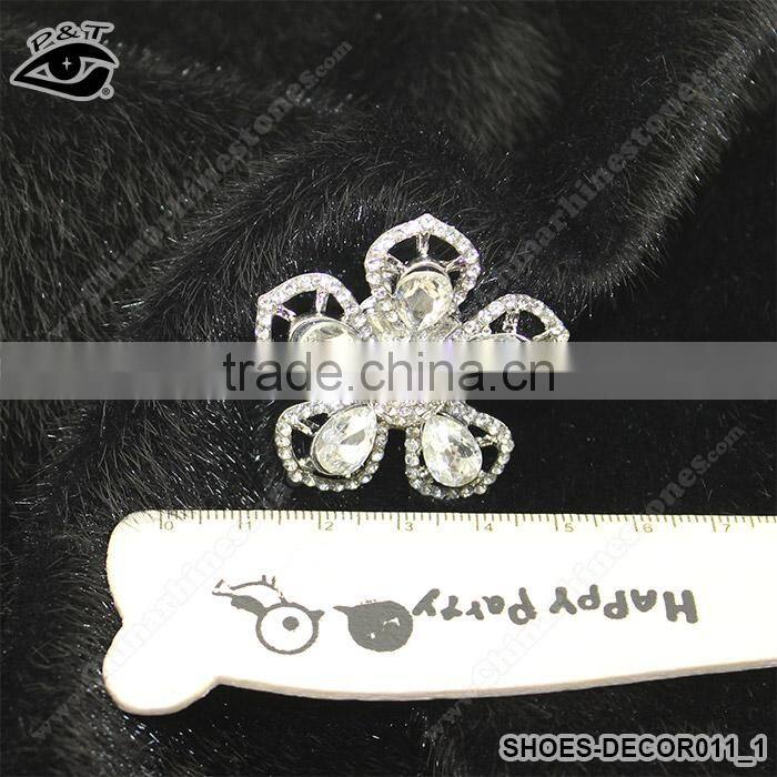 Flower shaped rhinestone ornaments for ladies high heel accessories wedding shoe clips with Metal Clip Jewelry Accessories
