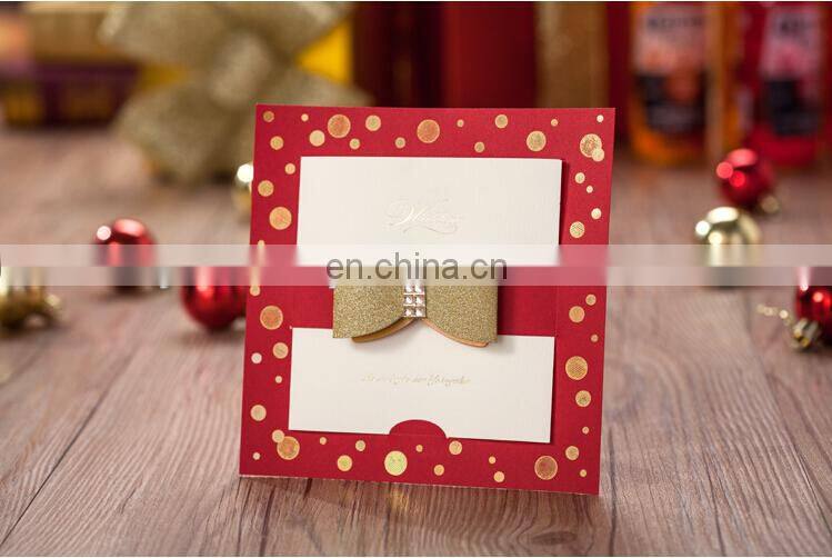 Red bow design business card wedding invitation card