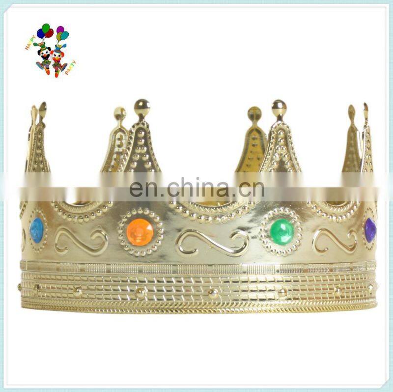 Cheap Plastic Party Fancy Dress Golden King and Queen Crowns HPC-0799