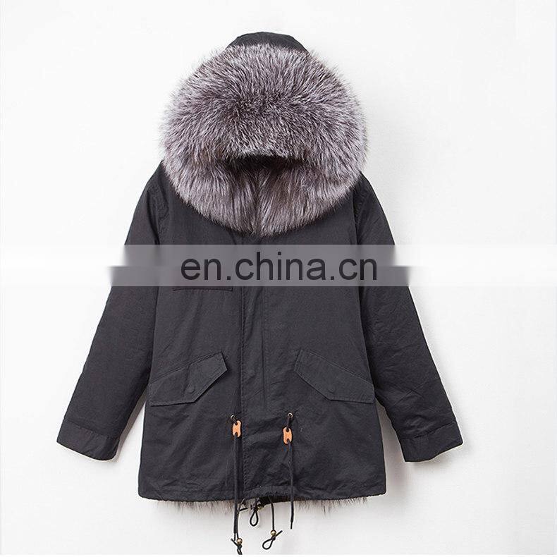 Hot Sales Winter's Fox Fur Lined Parka Germany Fur Coats With Removable Raccoon Fur Collar