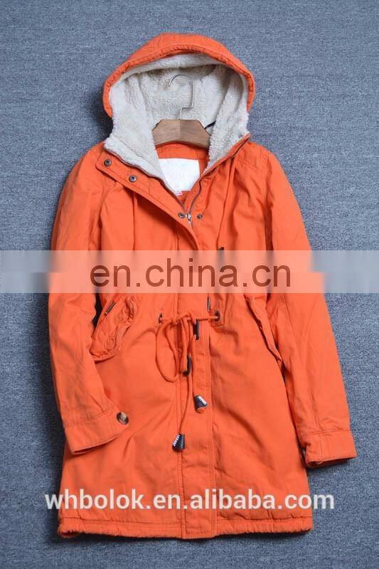 OEM Navy Parka women winter green coat high quality custom-made fleece lined with hooy