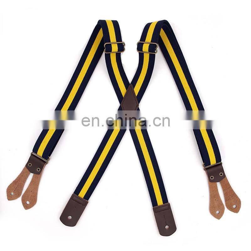 Very strong quality real leather men's braces suspenders fashion suspenders
