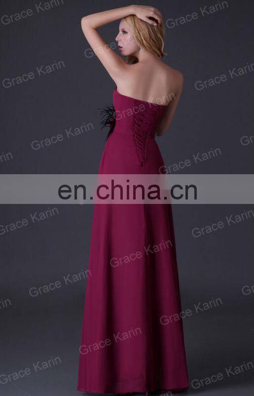 Strapless Formal Long Evening Dress Grace Karin A-line Floor Length Evening Gowns CL3436