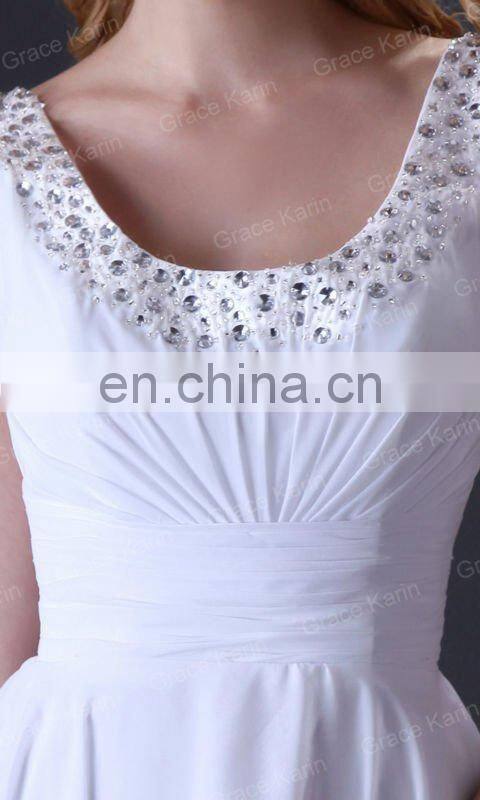 2015 Grace Karin Women's Special Occasion Bridesmaid dress Middle Thigh Length White Formal Bridesmaid Dress CL3470