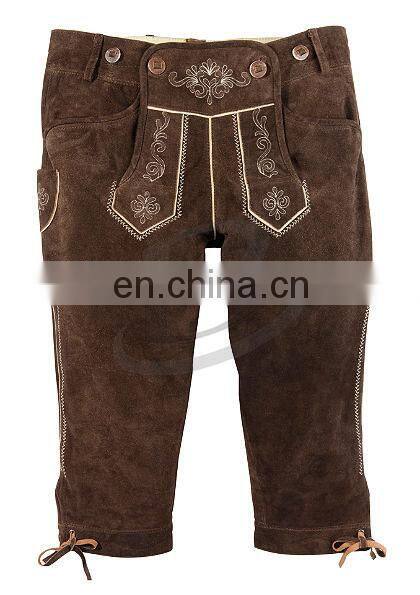 Authentic german bavarian lederhosen dark brown suede leather (Bavarian Clothing)