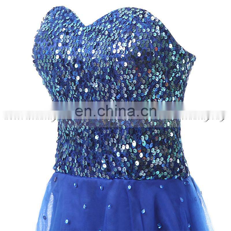 Latest Youthful Sweetheart Sleeveless Lace-up Tulle Sequins Mini Homecoming Dresses SD032
