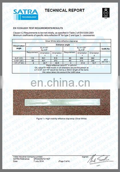 Shaped Reflective Snap Band, Reflective Slap Wrap CE EN13356