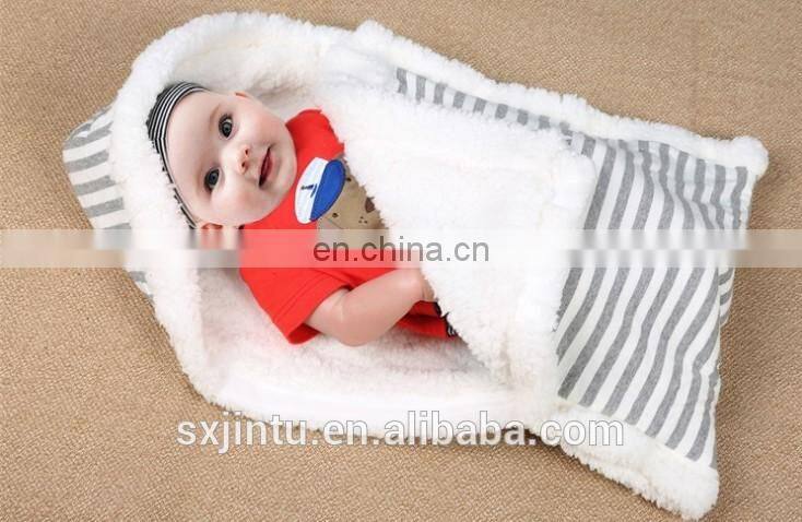 Amazon New 100%cotton and Sherpa  Newborn Baby Wrap  Infant Swaddle Blanket  Custom your logo