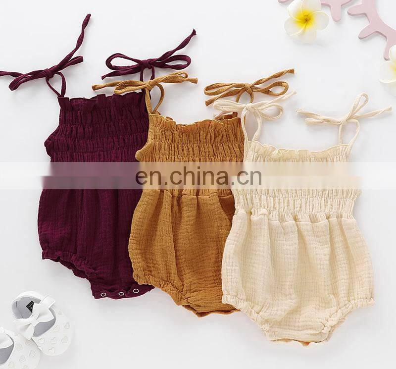 Newborn Linen Newborn Baby Girl Romper Bodysuit Ruffle Bowknot One-Piece Jumpsuit Outfit Clothes Summer