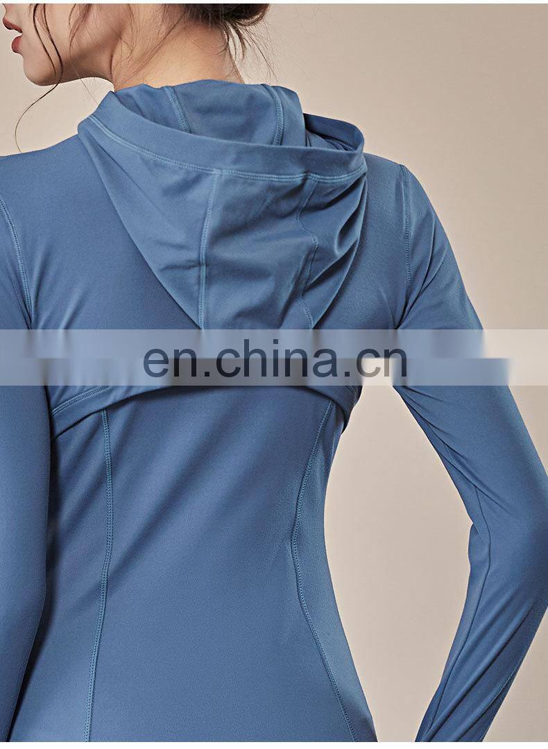 European and American fall/winter hooded sportswear women women's long-sleeved zipper tight-fitting yoga wear