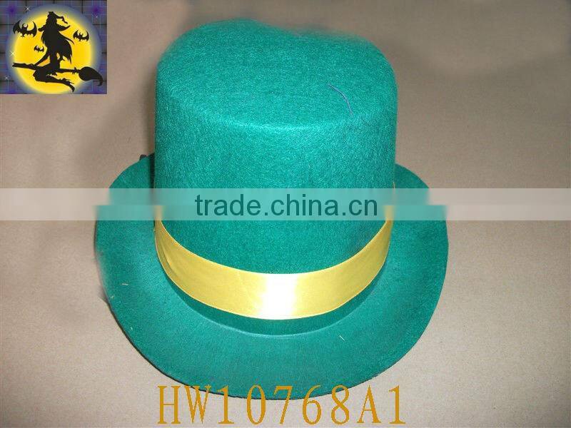 Green Felt Brazil Top Hat with Yellow Ribbon