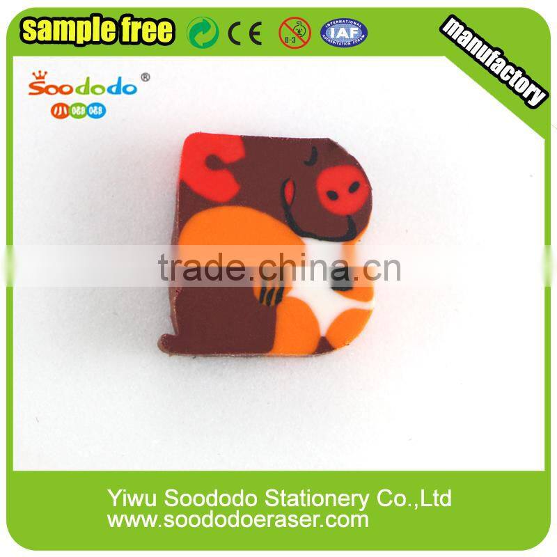 Cute Extruded rubber erasers animal letter eraser