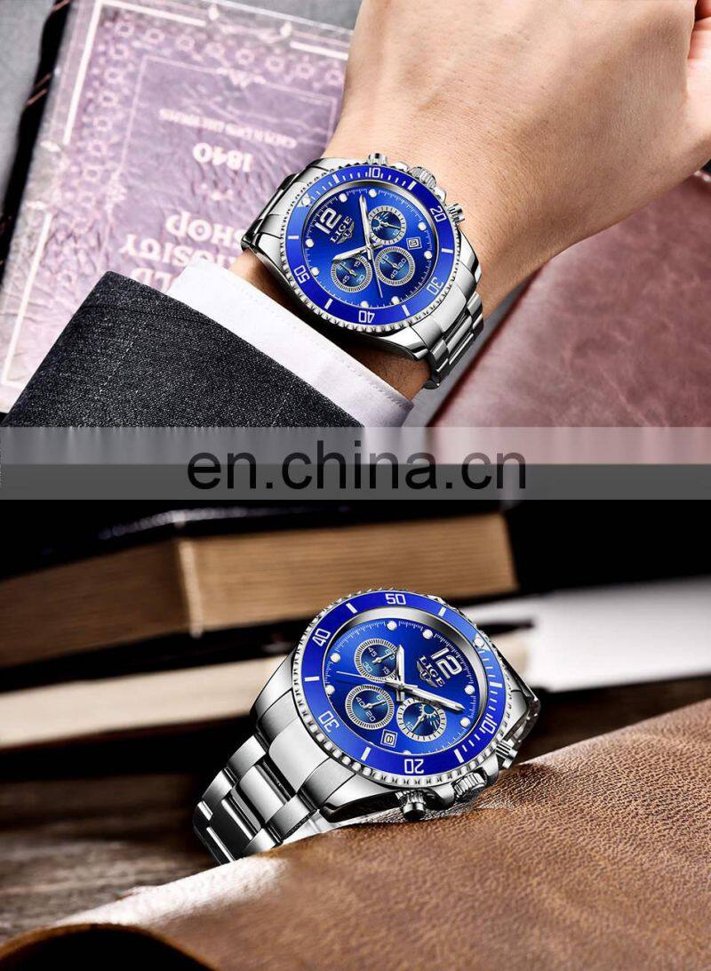 LIGE 8924 Quartz Watch For Men Sport Diver luxury men watch waterproof Date Clocks watches men