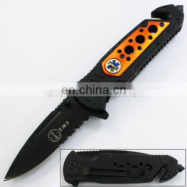 8" Hot Seller Stainless Steel Half Serrated Blade with Aluminum Handle Folding Military Pocket Knife