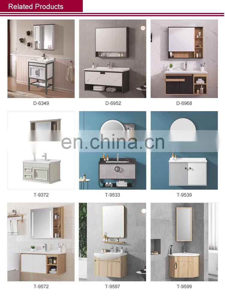 Factory Supply Wall Mounted Bathroom Cabinet Set with Basin Mirror and 2 Drawers Solid Wood Vanity