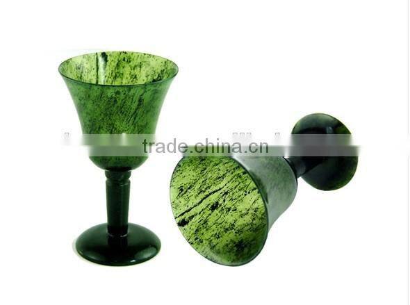 Antique Chinese small wine cup/goblet made by green jade