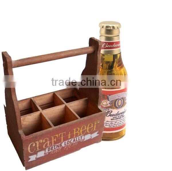 Wholesale Wooden Beer Bucket, Cheap Wooden 6 Pack Bottle Beer Carrier, Wooden Beer Bottle Holder