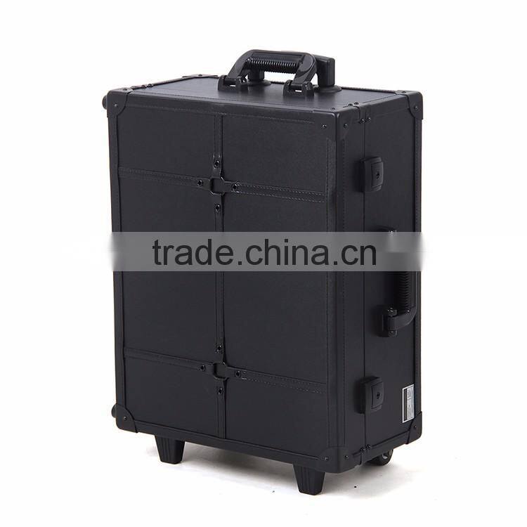 Hot product!!! PVC lighted makeup case with lights rolling makeup train case with light mirror